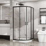 Corner Shower Door With Double Sliding - Matte Black