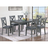 7 Piece Dining Room Furniture, Table And 6 Chairs Set - Gray