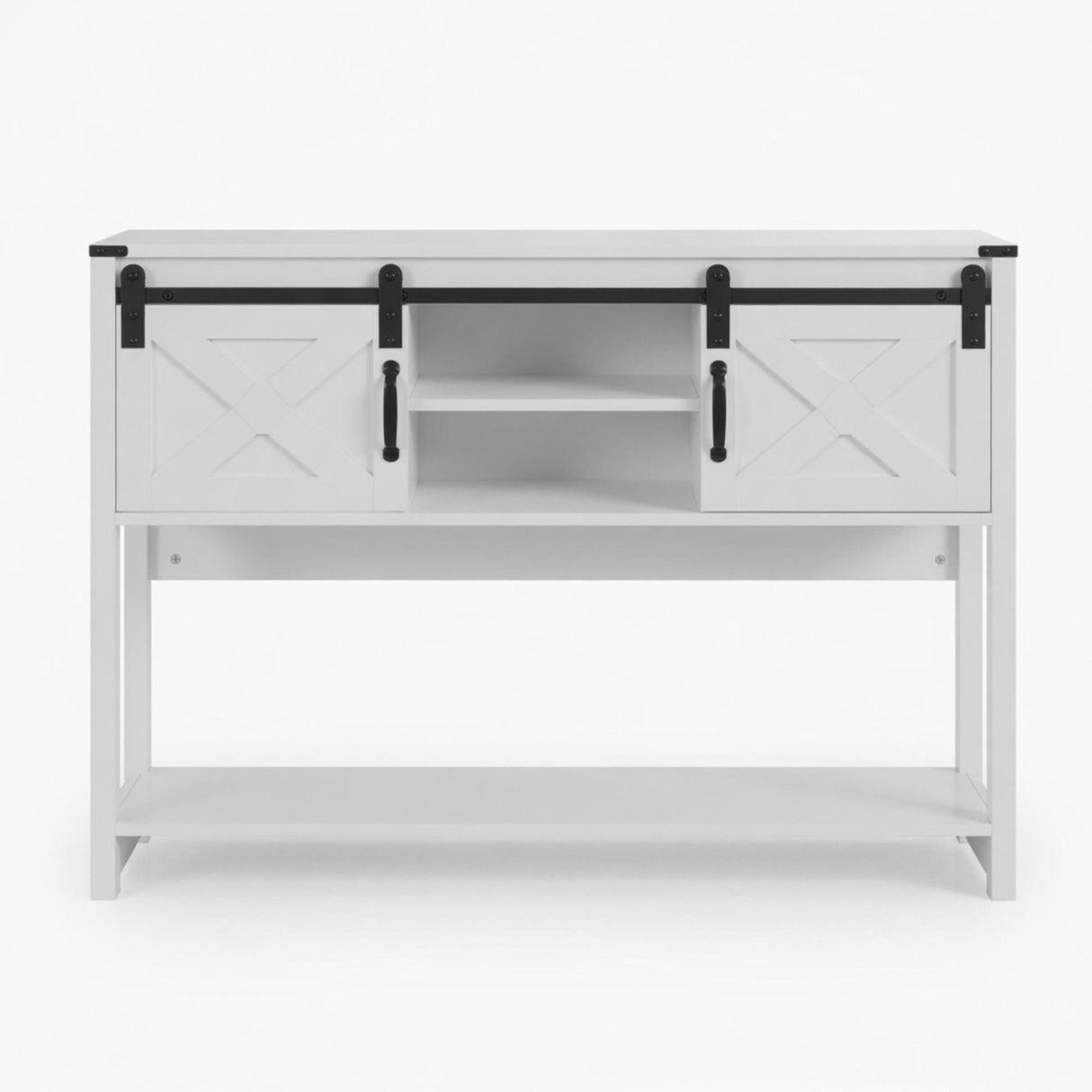 Farmhouse Entryway Table With Sliding Barn Door