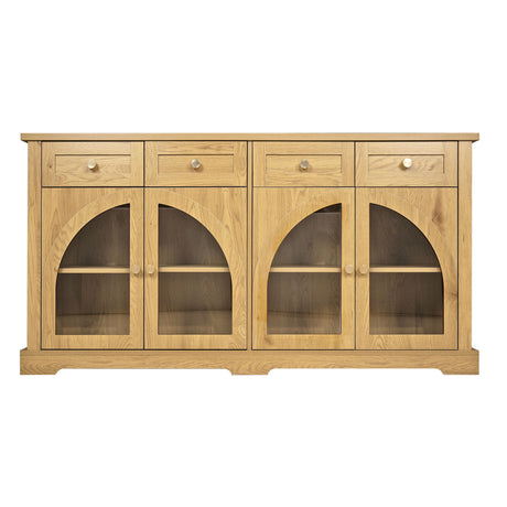 Sideboard Cabinet With 4 Drawers And 4 Arched Glass Doors