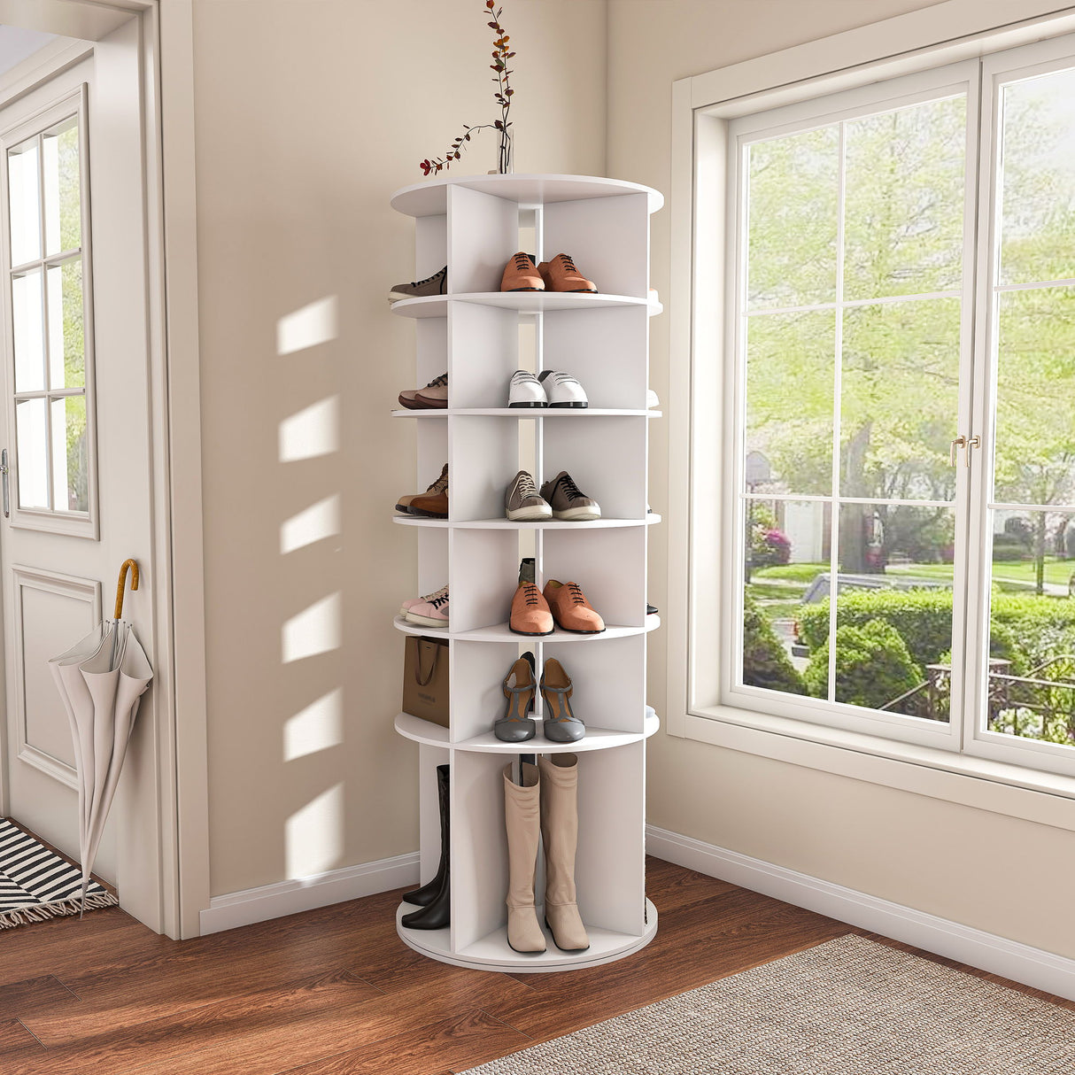 Spinning Shoe Rack, Free Standing 360° Revolving Shoe Organizer