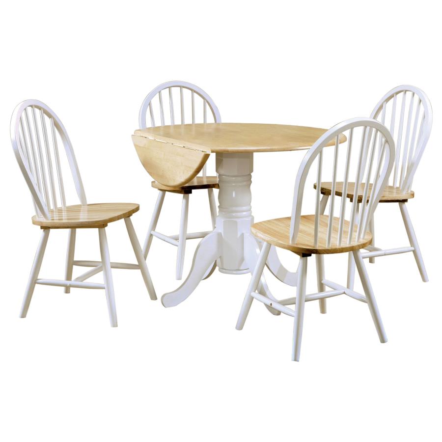 Allison 5-piece Round Drop Leaf Dining Table Set White - 4241-S5