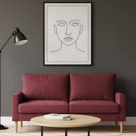 Upholstered Sofa, 3 Seater Couch For Living Room - Burgundy
