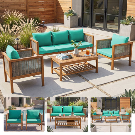 Patio Set Outdoor With Coffee Table And Cushions