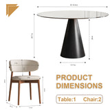 Round Dining Table & Glass Top - Black / Brown