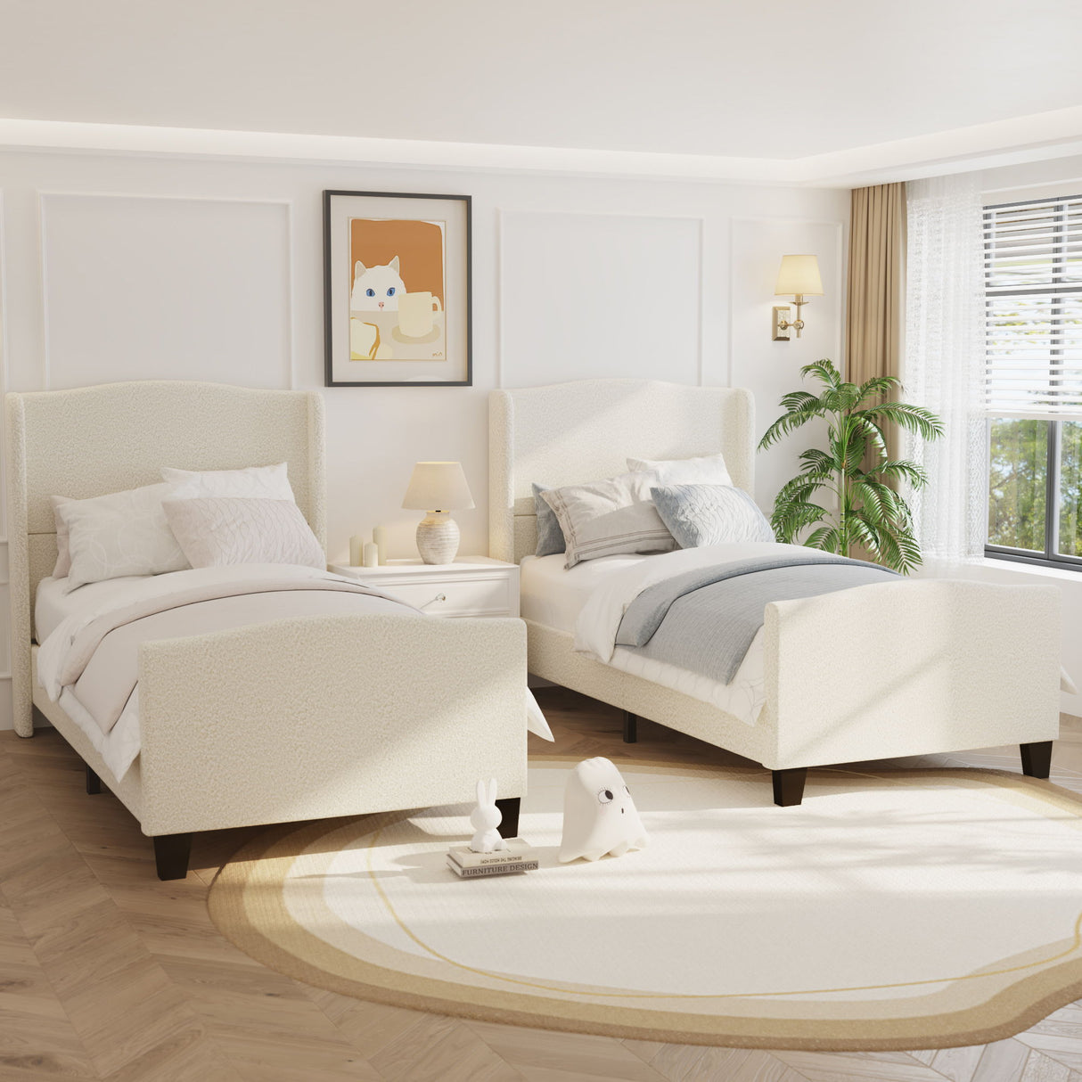 Platform Bed Frame With Tall Headboard And High Footboard