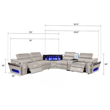 Nova - Sectional With Bluetooth Speaker, LED And Lifting Wine Cabinet