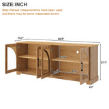 TV Stand With Semi Arched Glass Doors, Media Console With Adjustable Shelves For Living Room - Brown