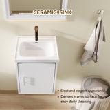 20" Floating Bathroom Vanity Combo With Wall Cabinet, Ceramic Sink & Soft Close Doors - White