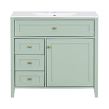 Bathroom Vanity With Sink, 3 Drawers & Cabinet With Adjustable Shelves