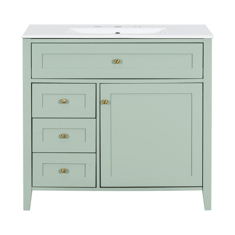 Bathroom Vanity With Sink, 3 Drawers & Cabinet With Adjustable Shelves