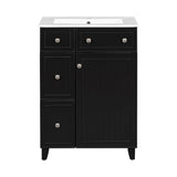 Transitional Style Bathroom Vanity Cabinet With Ceramic Sink