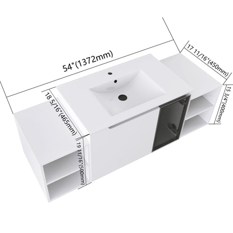 Wall Mounted Bathroom Vanity With Sink, Cabinet & Half Door