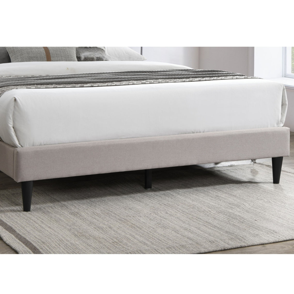 Bed With Nailhead Trim Accents, Upholstered Platform Frame