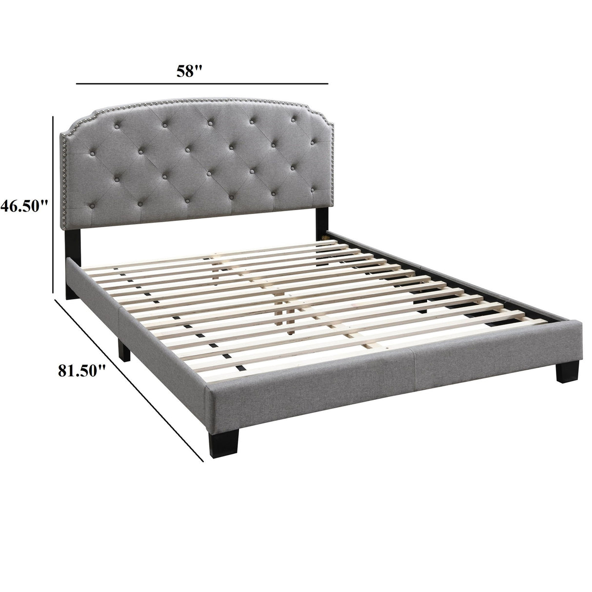 Button Tufted Bed With Nailhead Trim
