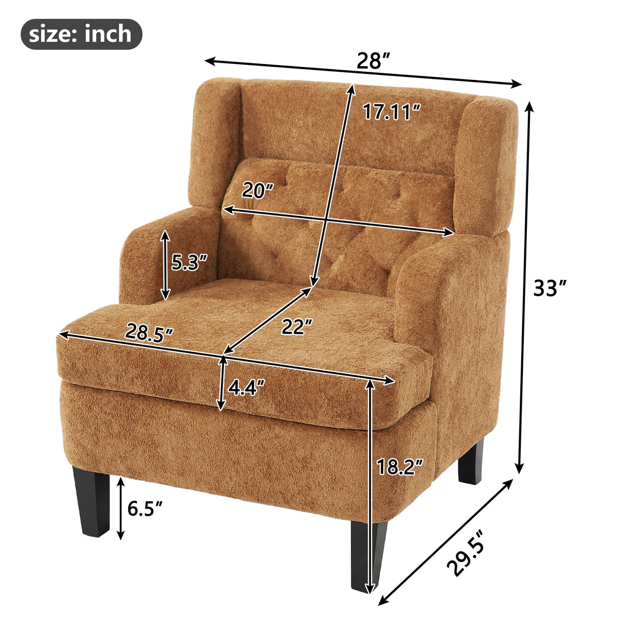 Modern Tufted Upholstered Accent Chair For Living Room
