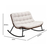 Double Wide Rocking Papasan Chair, 2 Person Outdoor Lounge Seating - Acacia Wood / Beige