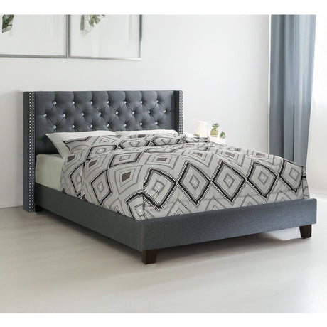 Contemporary Style Bed With Diamond Tufted Headboard