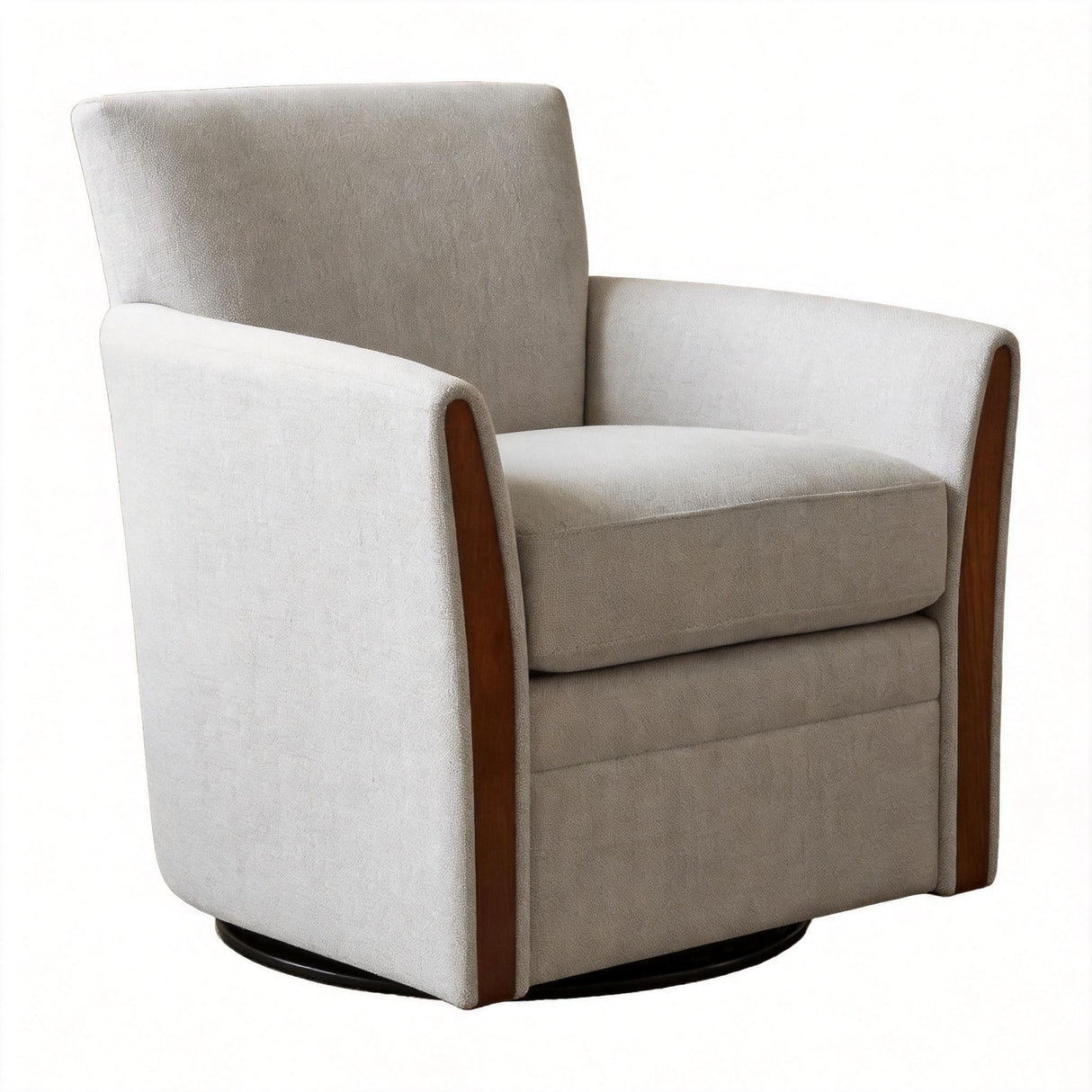 Swivel Accent 360° Rotating Armchair With Turntable Base For Living Room - Cream Beige
