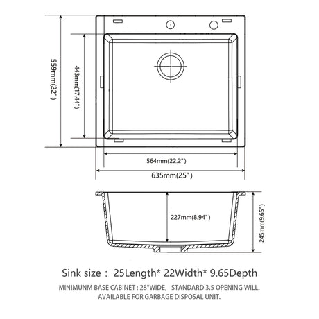 Quartz Kitchen Sink, Granite Composite, Drop In Sink With Durable Design