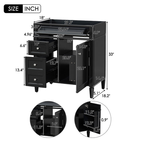 Bathroom Vanity With 2 Drawers And Tip-Out Drawer, Storage Cabinet