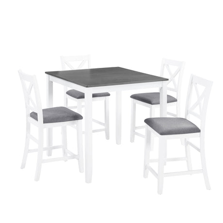 5 Piece Counter Height Dining Table Set With 4 Chairs