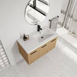 Wall Mounted Floating Bathroom Vanity With Sink, 3 Door Modular Cabinet