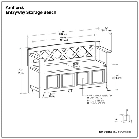 Amherst - Entryway Storage Bench - Hickory Brown