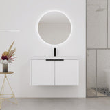 Contemporary Wall Mounted Bathroom Vanity With Resin Double Sink
