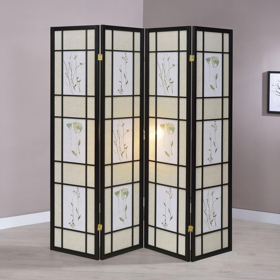Catabella 4-Panel Room Divider Folding Shoji Screen Floral - 4407