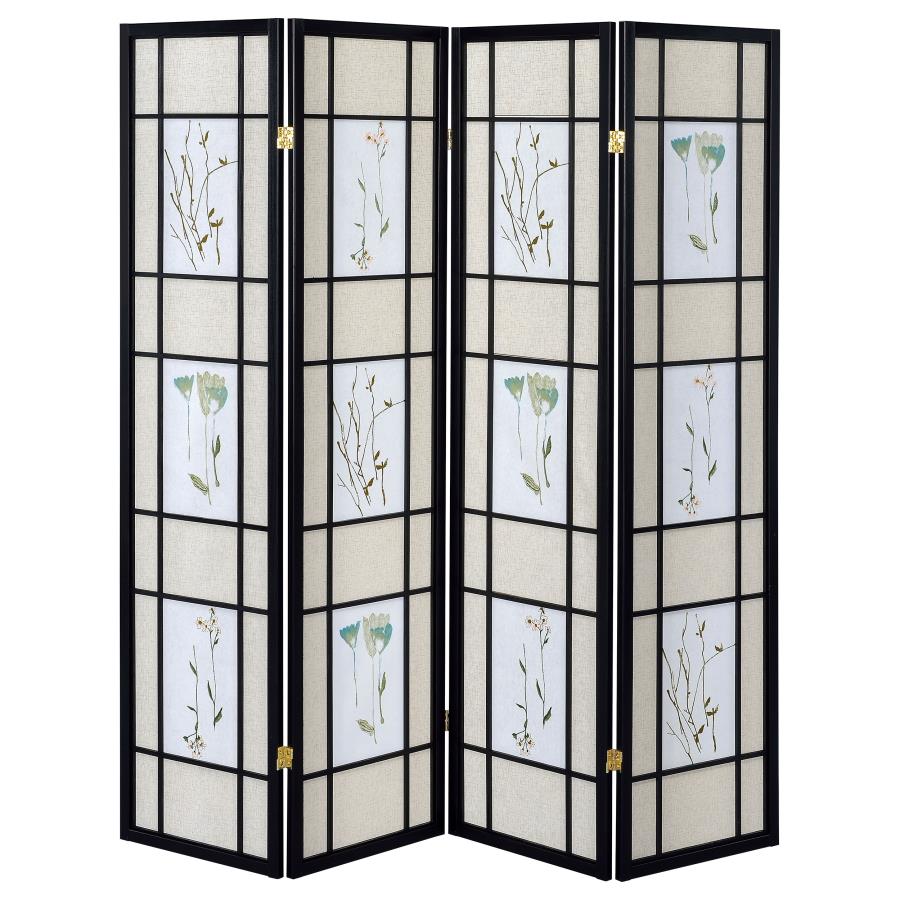 Catabella 4-Panel Room Divider Folding Shoji Screen Floral - 4407