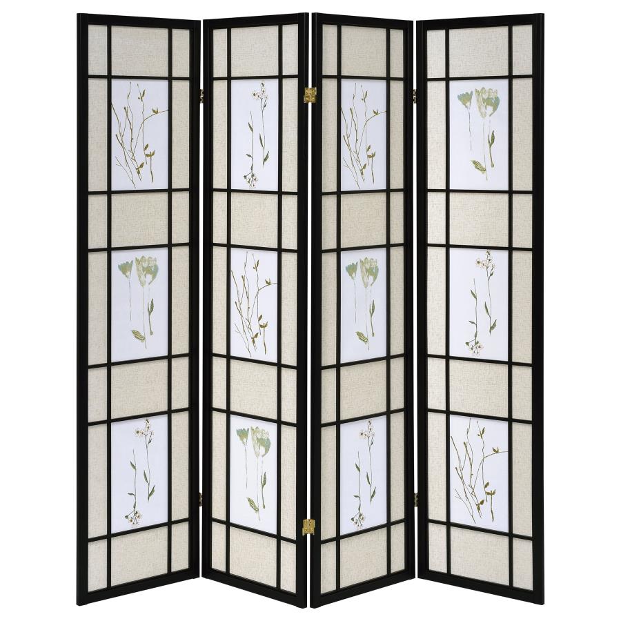 Catabella 4-Panel Room Divider Folding Shoji Screen Floral - 4407