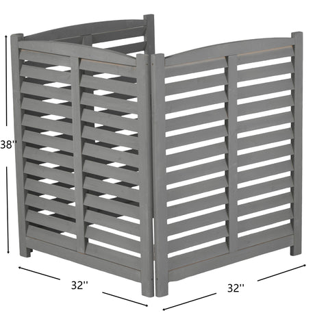 3 Panel Outdoor Wooden Air Conditioner Fence