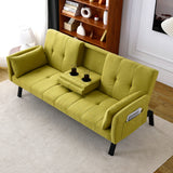 Sofa Bed With Foldable Design And Cup Holder - Green