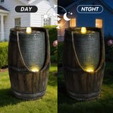 Rustic Barrel Water Fountain With LED Light