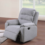 1 Piece Manual Recliner With Padded Seat And Backrest - Gray