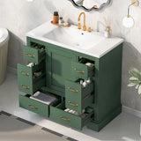 Modern Bathroom Vanity With Sink, 6 Drawers, Adjustable Shelf