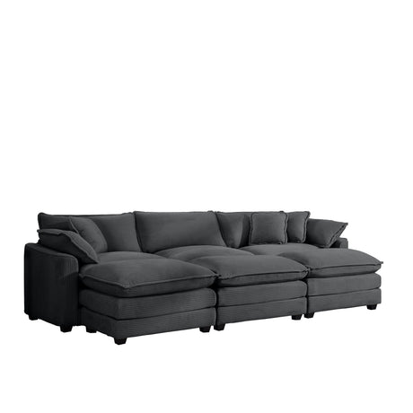 Modular Oversized Cushion Sofa With Ottoman, Low Back, Deep Seating Sofa Set