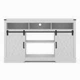 Farmhouse TV Stand With Sliding Barn Doors & Adjustable Storage