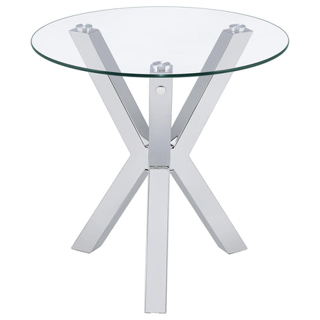 Alexa - Round Tempered Glass Top End Table - Chrome