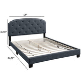 Button Tufted Bed With Nailhead Trim