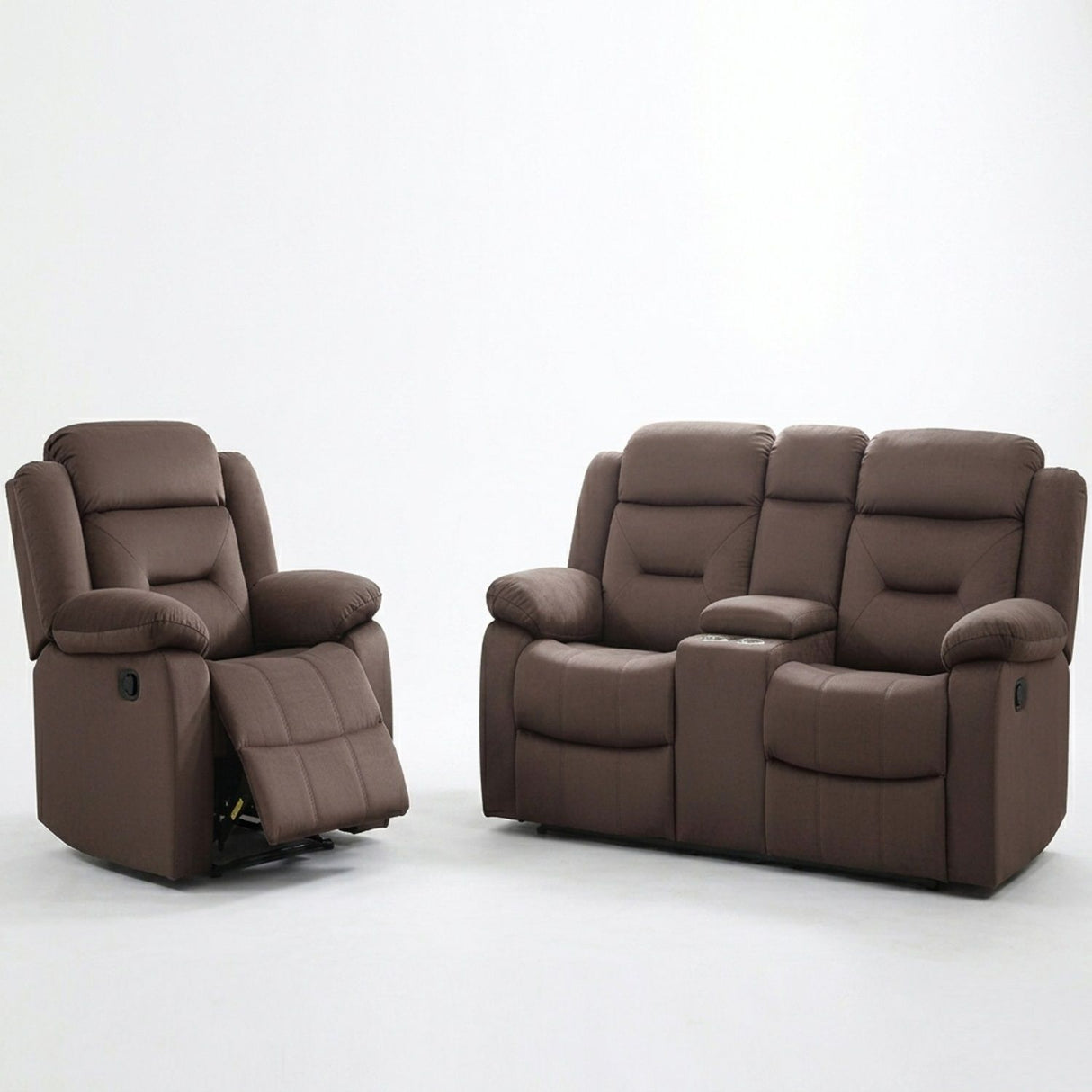 Contemporary Living Room Set With Pillow Arms And Headrest Support