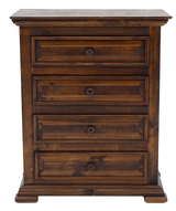 Chalet Walnut Queen Padded Bed Dresser Mirror & 4 Drawer Nightstand - CHALQWPR+CHALQWPH+CHALQWPF+3700DW+3722MW+3702N4W