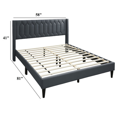 Platform Bed With Diamond Tufted Headboard