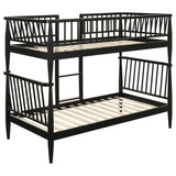 Abram Windsor Twin Over Twin Wood Bunk Bed with Ladder Black - 460061BLKT