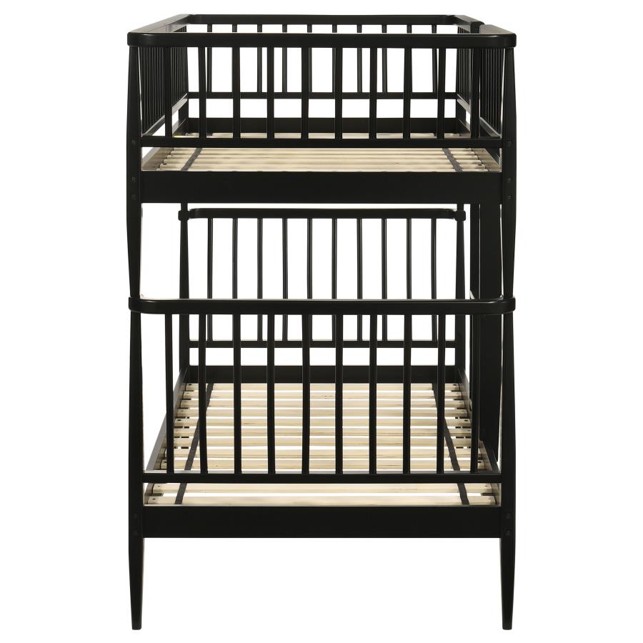 Abram Windsor Twin Over Twin Wood Bunk Bed with Ladder Black - 460061BLKT