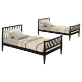 Abram Windsor Twin Over Twin Wood Bunk Bed with Ladder Black - 460061BLKT