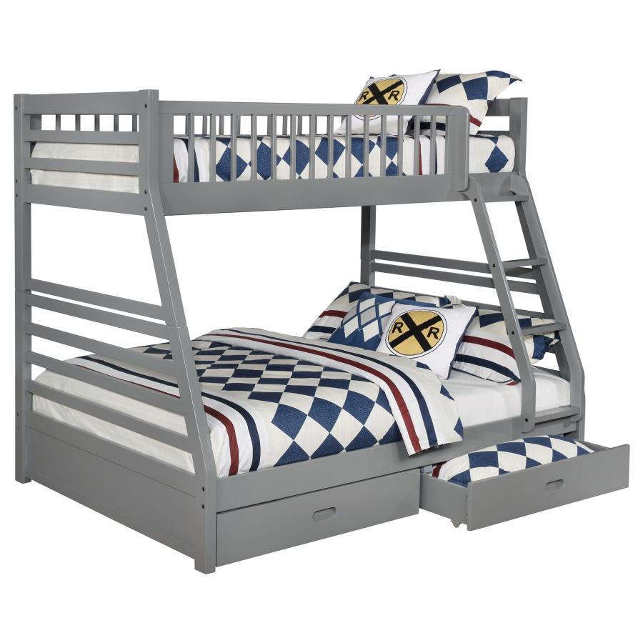Ashton 2-drawer Wood Twin Over Full Bunk Bed Grey - 460182