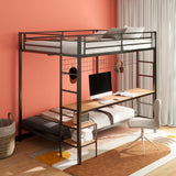 Campus Metal Full Over Twin Workstation Bunk Bed Matte Black - 460209BLK