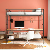 Campus Metal Full Over Twin Workstation Bunk Bed Matte Black - 460209BLK